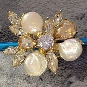 Cultured Pearl and Crystal Evening Ring